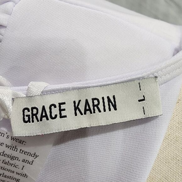 Grace Karin Womens White Scoop Neck Bodycon Pencil Dress Size L - Picture 3 of 8